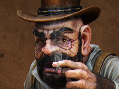 Cowboy 3d cigar cowboy grimy hat horse jeans skull zbrush