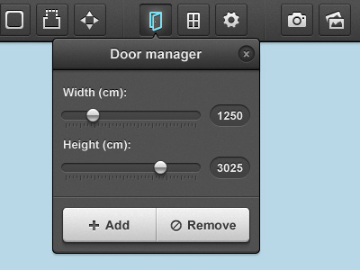 Door manager popup buttons dark entypo gui icons popup slider ui