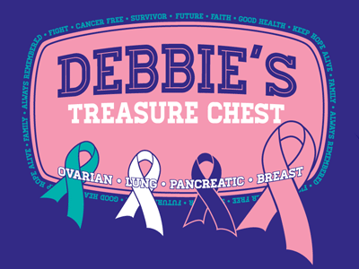 Debbie's Treasure Chest Tee Shirt black cancer chest cure homestead pink purple race race for the cure ribbon shirt soap t shirt tee treasure chest walk