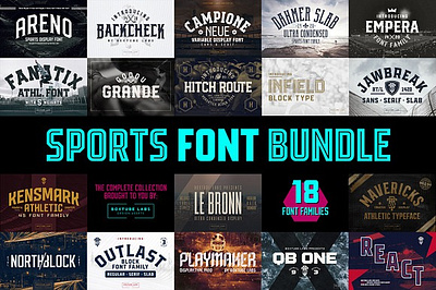 Sports Display Font Bundle Download action baseball basketball block bold college creative display football hockey powerful running soccer sport sports sports display font bundle strong university varsity versatile