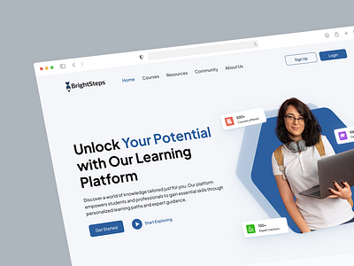 BrightSteps: Modern EdTech Landing Page Design edtech education figma hero section landing page ui ux webpage website