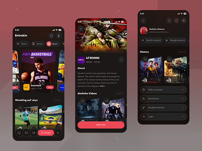 Video Streaming Mobile App Design app design gaming live streaming minimal mobile app mobile design mobile ui music playerapp podcast app popular stream streaming app streaming service uiux