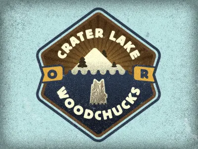 Crater Lake Woodchucks adam trageser badge crater lake design grain icon lake logo mountain old man oregon patch pine place sun wizard island woodchuck