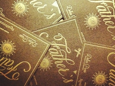 Father's day black calligraphy cards letterpress silver