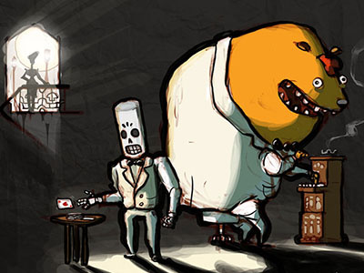 Grim Fandango adventure games illustration