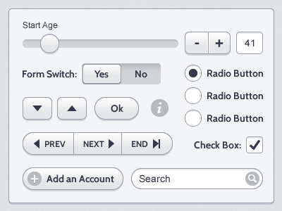 Light Touch UI controls form light simple slider switch touch ui white