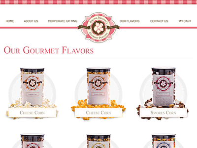 E-commerce (GIF zoom) cheese circle clean commerce corn detail ecommerce gourmet popcorn site subtle web website white zoom