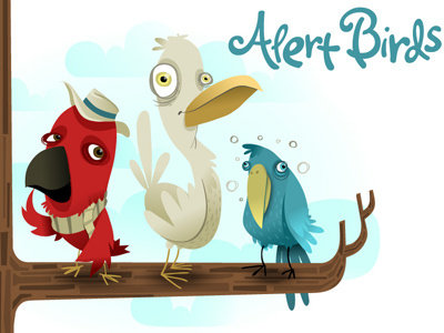 Alert Birds alert birds art bird character commercial commission cute digital drawing drunk freelance funny illustration mascot sitting vector