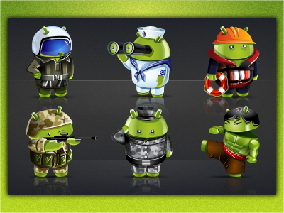 Androids (set 2) android androidos character droid fun green