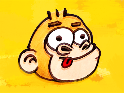 Goró analog animal avatar character chimp crazy drawing face grorilla handmade illustration monkey primate sketch yellow