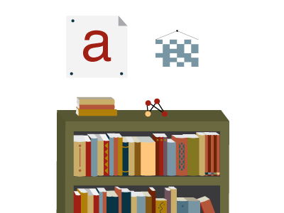 Hipster Bookshelf helvetica hipster illustration letter vector