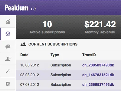 Peakium Overview rebound dashboard minimize overview payment