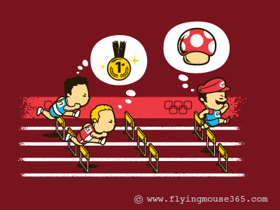 Hurdles Champion art chow hon lam cute design flying mouse flying mouse 365 funny gold hurdles champion illustration lol mario nintendo olympic london 2012 pop culture sport super mario super mario bros t shirt tee video game witty