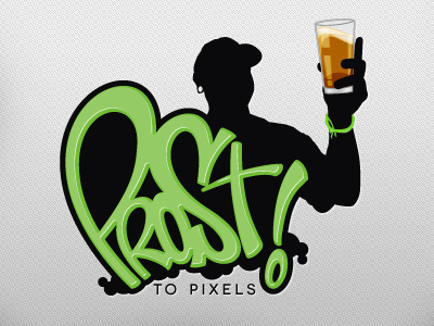 Prost to Pixels beer branding design hand type logo pint silhoutte typography