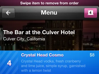 Buzzed.io Top of the menu page app buzzed ios mobile pos ui