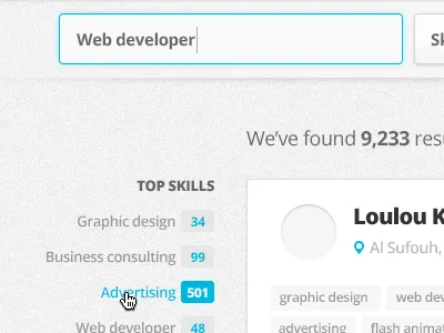 Search results avatar design form indicators open sans opensans results search tags text field ui ux web