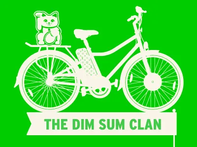 Artcrank poster bike cat dim sum illustration kind of funny pattern