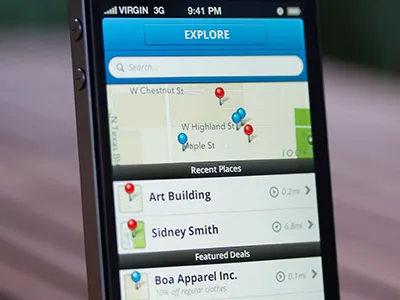Explore iPhone UI (Mobile Design) collective collective ray collectiveray explore iphone map mobile pin ray search