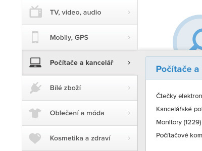 Vertical navigation blue clean dropdown gray icons navigation simple