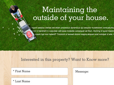 Maintaining House Form contact form grass mower overhead type effect wood yard