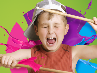 Drummer creative drummer education music paint splash