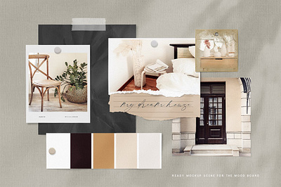 Mood Board Creator 50+ Mockups cards creator invitation kit mockups mood board creator moodboard photo photo card photoshop polaroid frame presentation product print scene shadows striped paper template textures top view torn paper