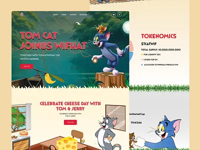 MEME COIN WEBSITE - TOM & JERRY crypto meme design exchange meme meme ai meme chain meme character meme coin meme coin design meme coin landing page meme coin website design meme token meme token landing page pepe solana sui chain tom jerry meme trend ui uidesign