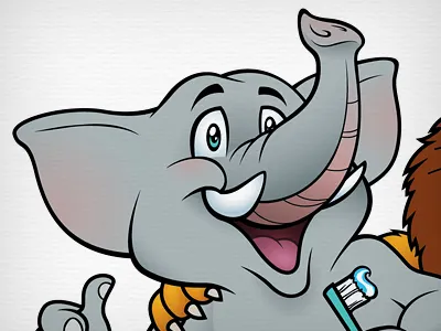 Elephant cartoon elephant gray illustration logo tooth brush