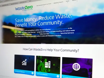 Wastezero blue clean hero icons mountains textured trash white