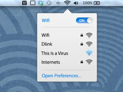 Mac OSX Wifi Menu Concept - Refinement clean design drop down gui ios jordan ouellette mac macbook menu os osx ouellette redesign simple ui whiteboard whiteboard design wifi