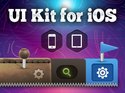 UI Kit for iOS - Vol I buttons clen ui flag ios ipad iphone leather mobile navigation pin switches tab bar ui design ui kit user interface design