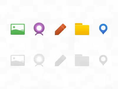 Functions doodle file geo icon photo video