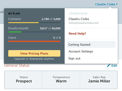 Dropdown Menu analytics crm dashboard interface reports ui user interface ux web app web application web design