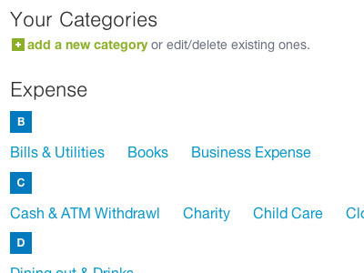 Simples blue categories expenses green minimal simple typography ui