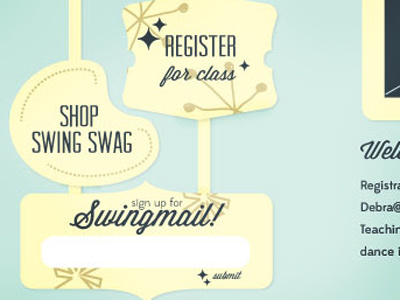 Gotta Swing (progress) 50s illustrator retro swing dance website wire frame