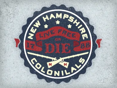 New Hampshire Colonials adam trageser america colonial colonials design die icon logo motto musket new hampshire nh patriotic states vintage