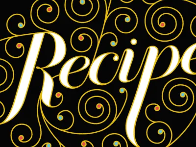 Recipe arrow black drawn flourish hand ink type typography
