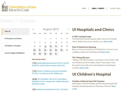 The News & Events page calendar clean events news web website