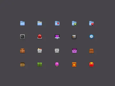 Icon Set 2 16px add folder basket bookmark box burger calculator clock color delete folder folder french fries ice cream icon set siren wallet