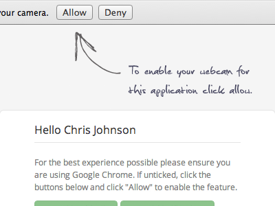 Enable Webcam? browser chrome google html5 icons javascript nodejs project prototyping twitter bootstrap
