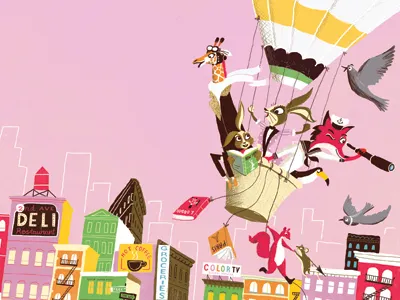 Air Balloon air balloon balloon characters childrens book fox hand lettering illustration lettering migy newyork nyc picture book