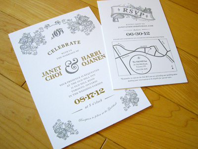 Getting Hitched! invites letterpress vintage