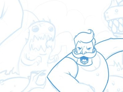 Action Shot digital illustration monster wip