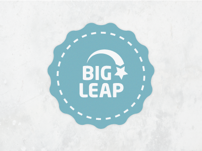 BIG LEAP - final aldrich aldrich tan aldricht badge big children hop jump leap logo nonprofit skip star stars stitch stitches tan