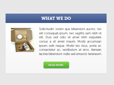 What We Do Box blue box button green museo slab ui web