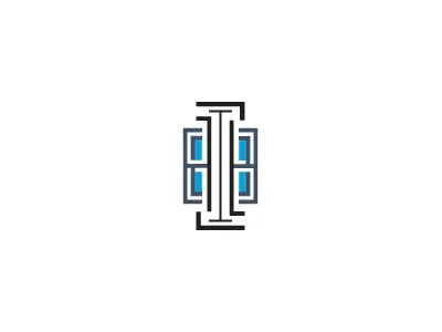 Building logo apartment blue building flat logo residence windows
