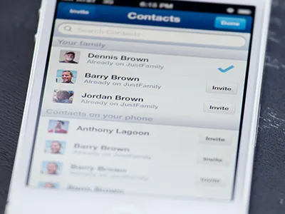 Contacts Invite app family invite ios ui