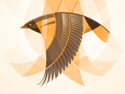 Mystery Project 33 baltimore oriole bird circular dan kuhlken dkng geometric nathan goldman orange poster screen print silkscreen vector