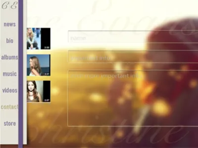 Website Snippet (more) blurred noise page peel ribbon singer songwriter ui website