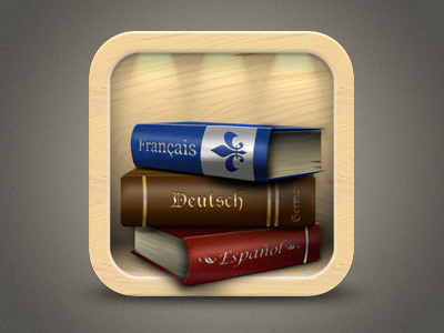 Languages App Icon app books dictionary icon ios iphone languages leather paper translation wood